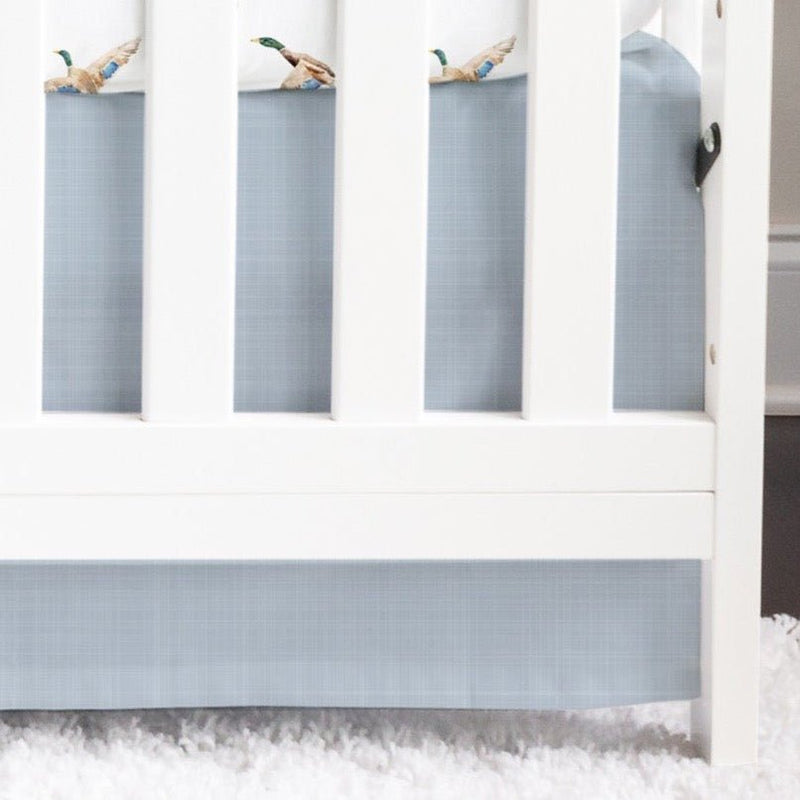 Duck Hunting Blue Crosshatch Crib Skirt - Duck Hunting, gender_boy, Theme_Woodland