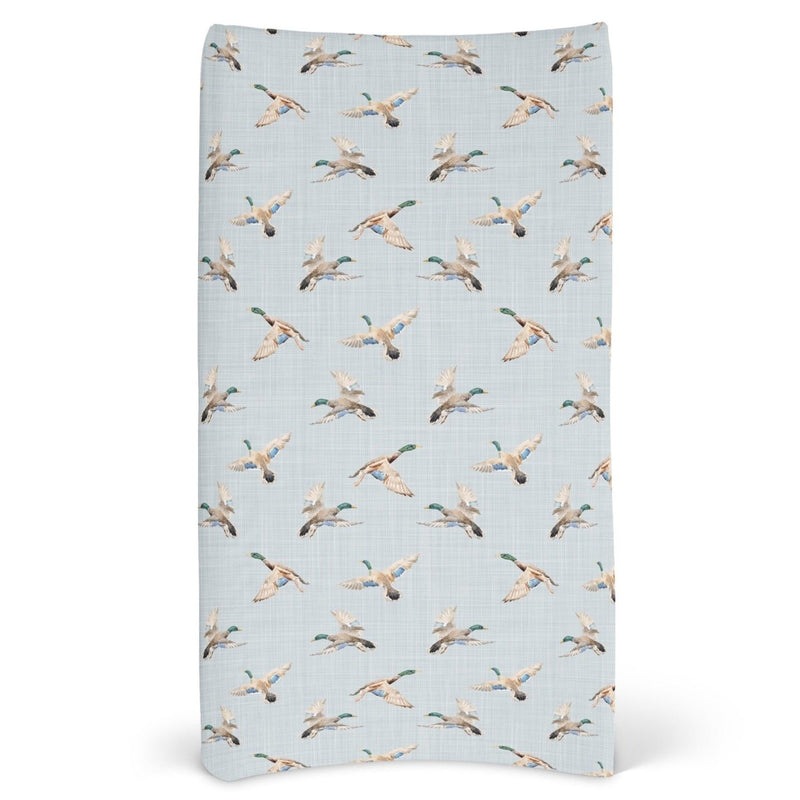 Duck Hunting Duck on Blue Changing Pad Cover - Duck Hunting, gender_boy, Theme_Woodland