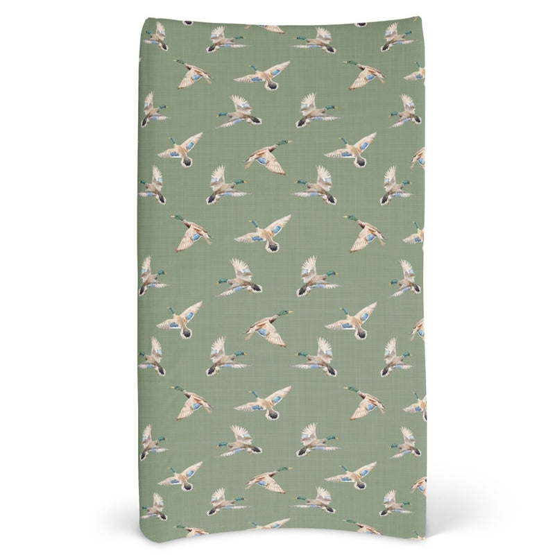 Duck Hunting Duck on Green Changing Pad Cover - Duck Hunting, gender_boy, Theme_Woodland