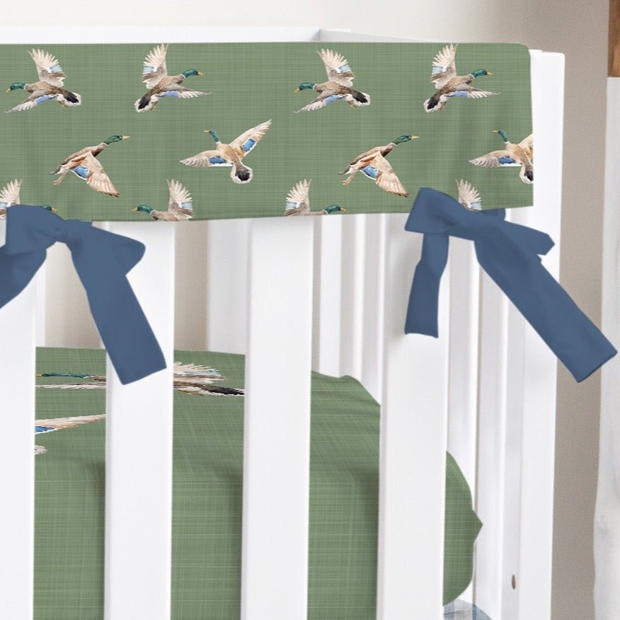 Duck Hunting Duck on Green Crib Rail Guards - Duck Hunting, gender_boy, Theme_Woodland