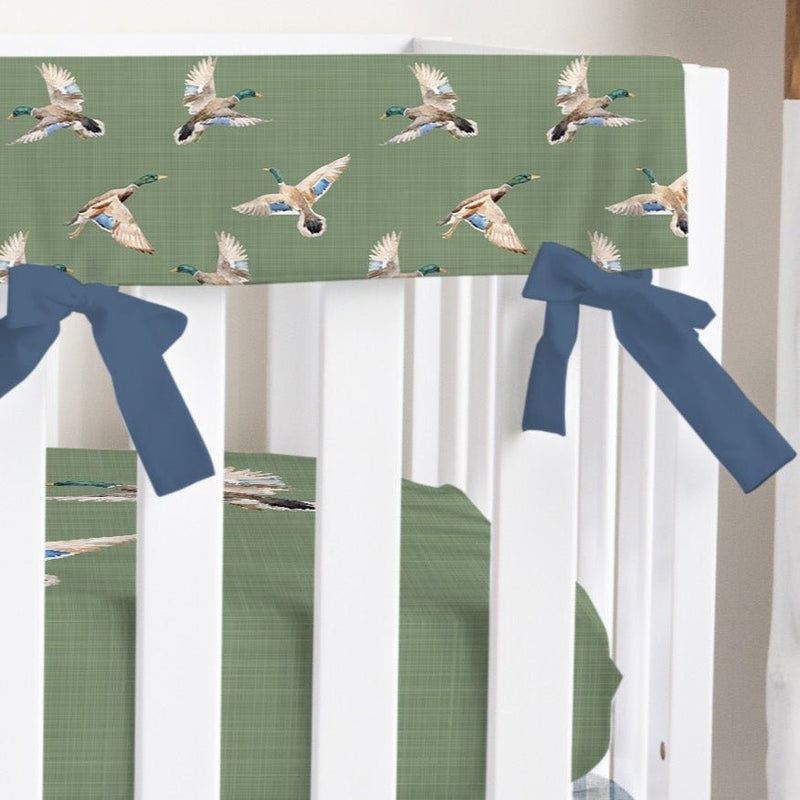 Duck Hunting Duck on Green Crib Rail Guards - Duck Hunting, gender_boy, Theme_Woodland
