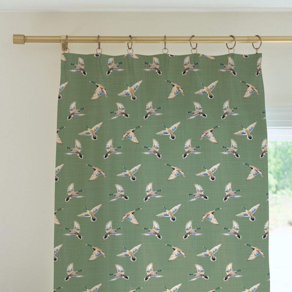 Duck Hunting Duck on Green Curtain Panel - Duck Hunting, gender_boy, Theme_Woodland