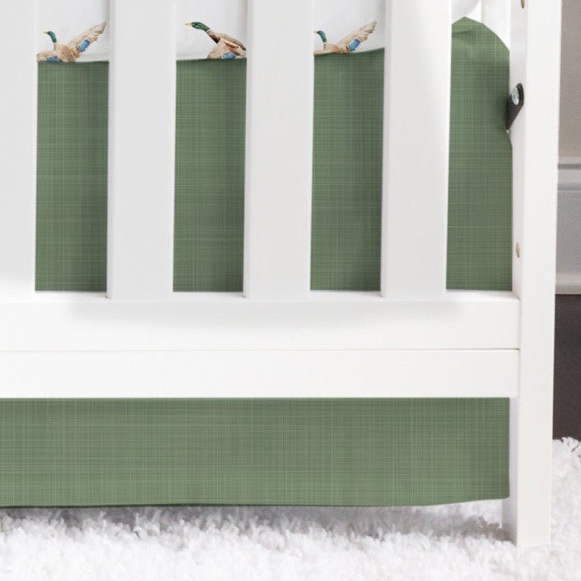 Duck Hunting Green Crosshatch Crib Skirt - Duck Hunting, gender_boy, Theme_Woodland