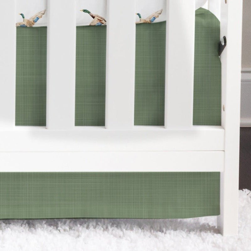 Duck Hunting Green Crosshatch Crib Skirt - Duck Hunting, gender_boy, Theme_Woodland