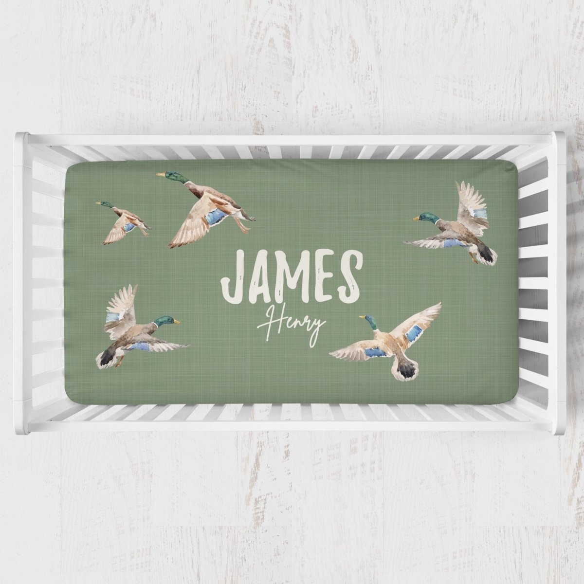 Duck Hunting Personalized Crib Sheet - Duck Hunting, gender_boy, Personalized_Yes
