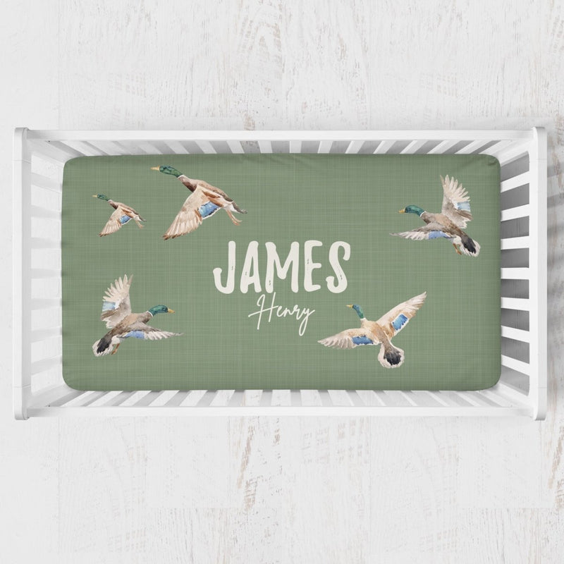 Duck Hunting Personalized Crib Sheet - Duck Hunting, gender_boy, Personalized_Yes