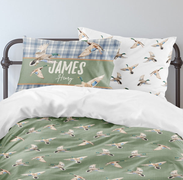 Duck Hunting Personalized Kids Bedding Set (Comforter or Duvet Cover) - Duck Hunting, gender_boy, text