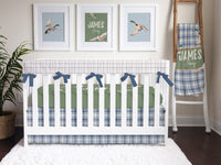 Duck Hunting Plaid Personalized Crib Bedding - Duck Hunting, gender_boy, text