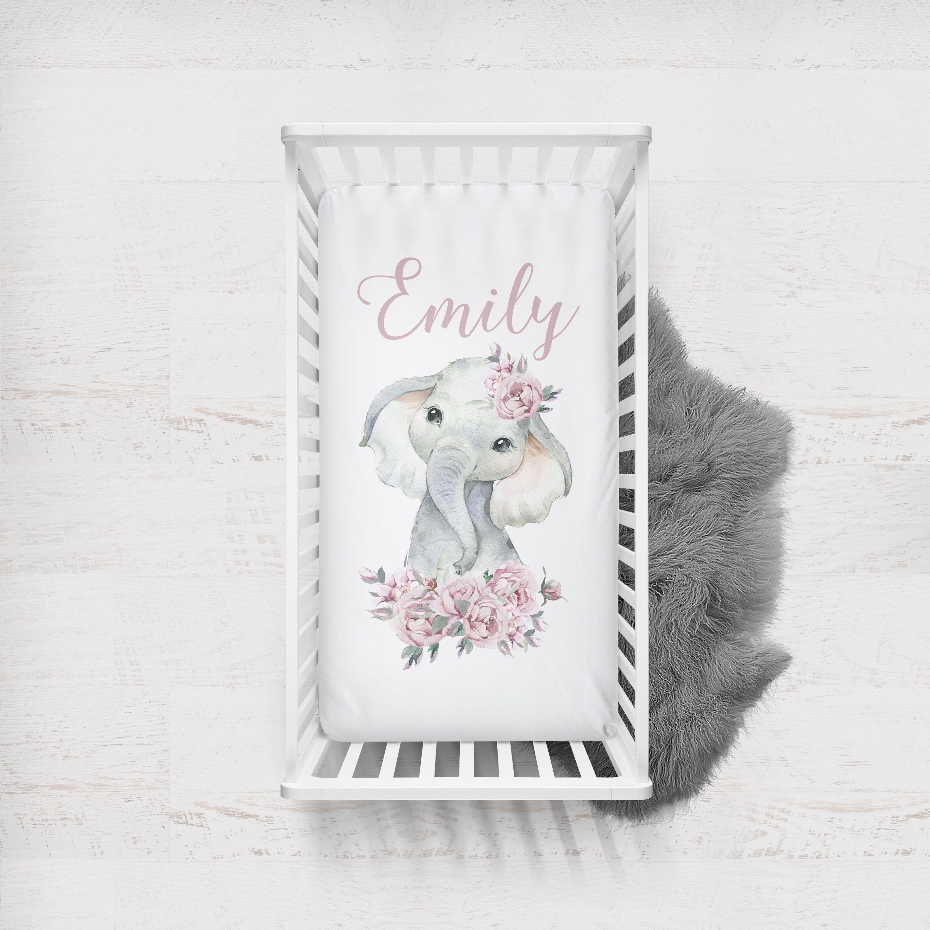 Floral Elephant Nursery Starter Crib Bedding Set
