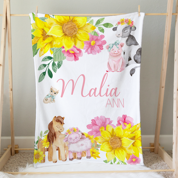 Farm Girl Personalized Minky Blanket - Farm Girl, gender_girl, Personalized_Yes