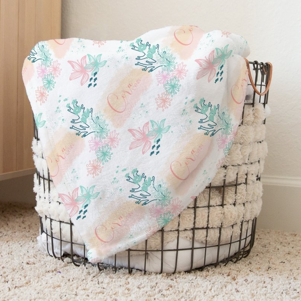 Coral Waves Personalized Baby Blanket - Coral Waves, gender_girl, Personalized_Yes