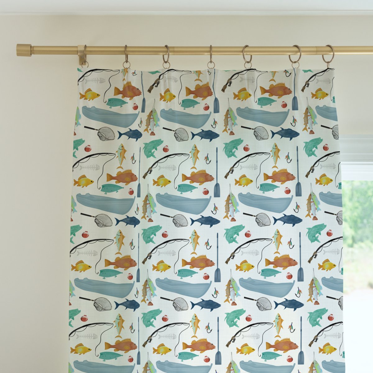 Fishing Time Curtain Panel - Fishing Time, gender_boy, Theme_Ocean