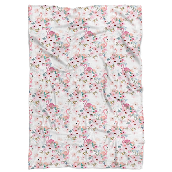 Flamingo Floral Minky Blanket - Flamingo Floral, gender_girl, Personalized_No