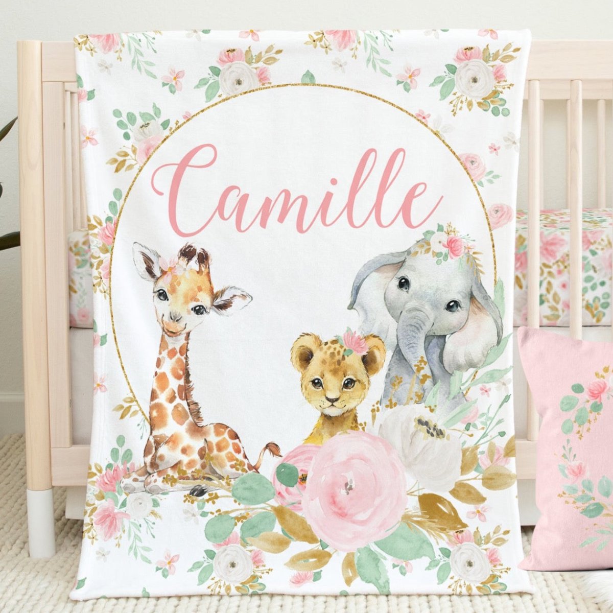 Floral Jungle Personalized Minky Blanket - Floral Jungle, gender_girl, Personalized_Yes