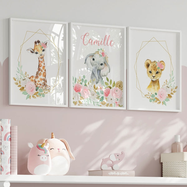 Floral Jungle Personalized Nursery Art - Floral Jungle, gender_girl, text