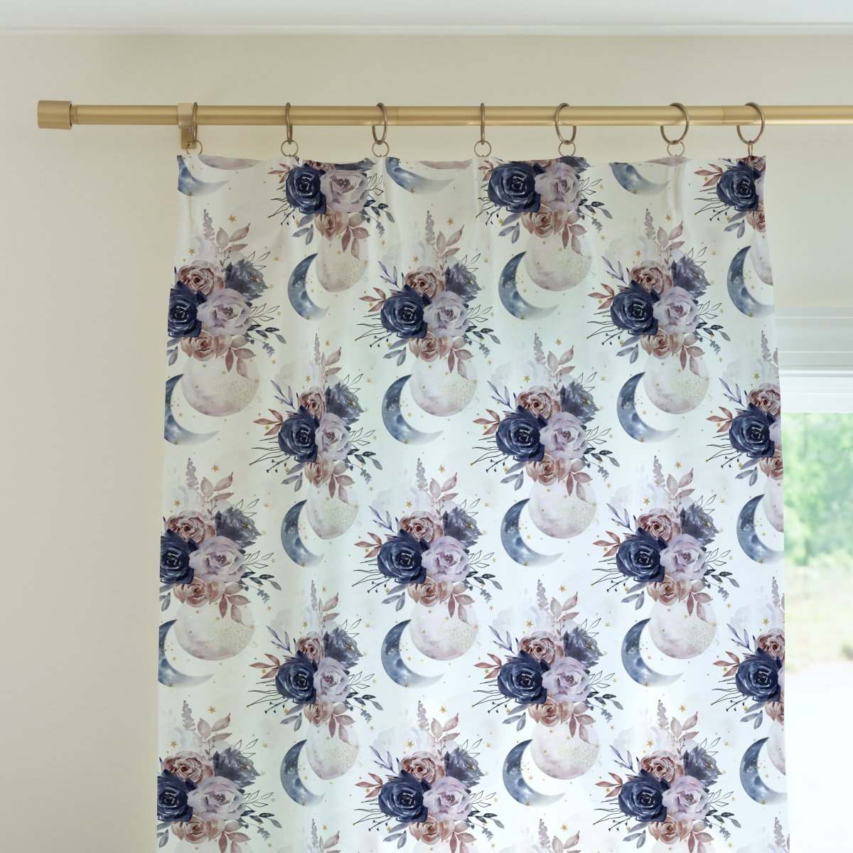 Floral Moon Curtain Panel - Floral Moon, gender_girl, Theme_Boho
