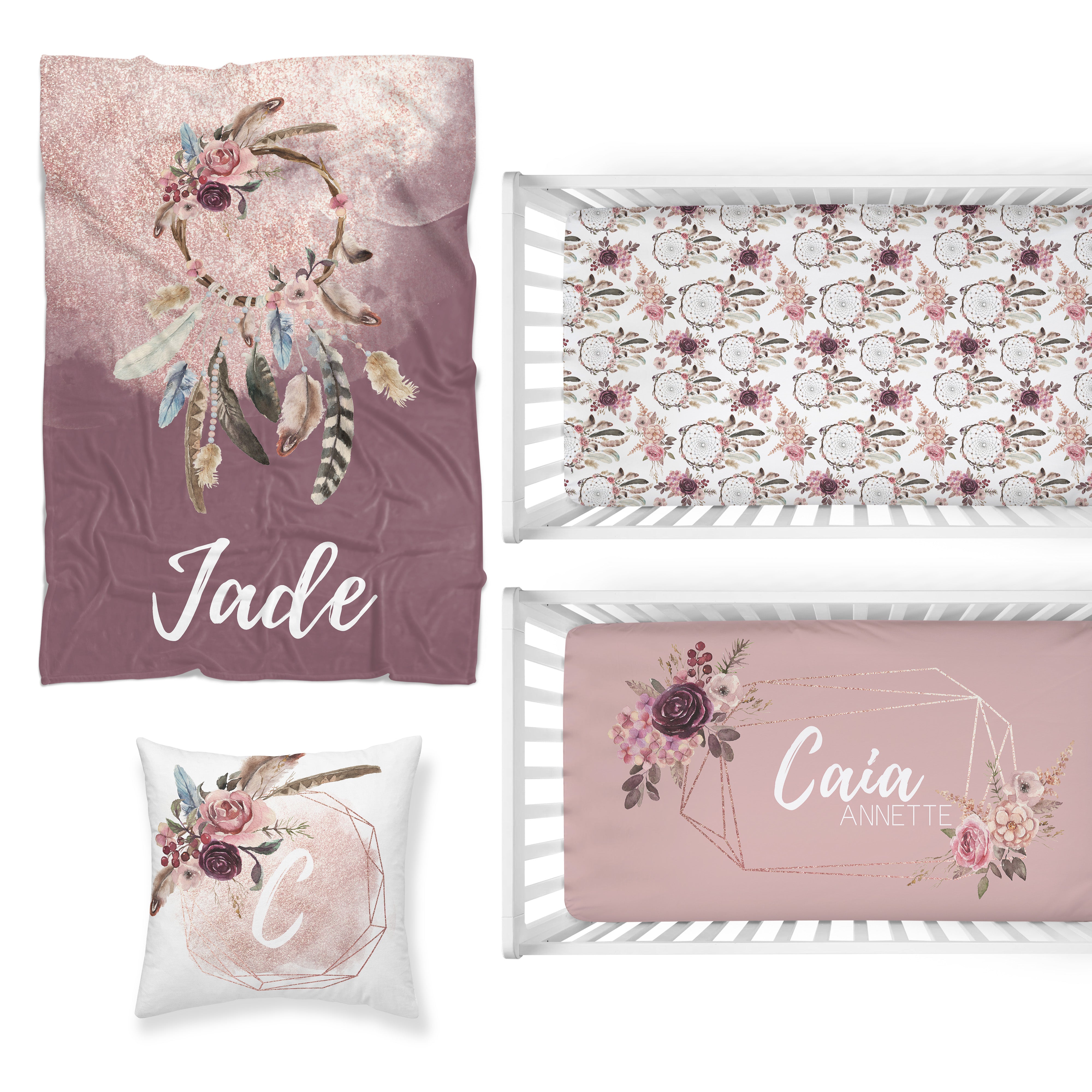 Floral Dreamcatcher Nursery Starter Crib Bedding Set