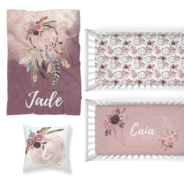 Floral Dreamcatcher Nursery Starter Crib Bedding Set