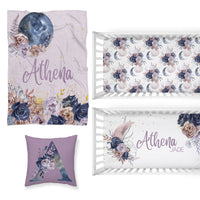 Floral Moon Nursery Starter Crib Bedding Set