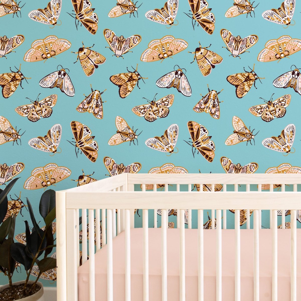 Golden Butterflies Peel & Stick Wallpaper - gender_girl, Theme_Boho, Theme_Butterfly