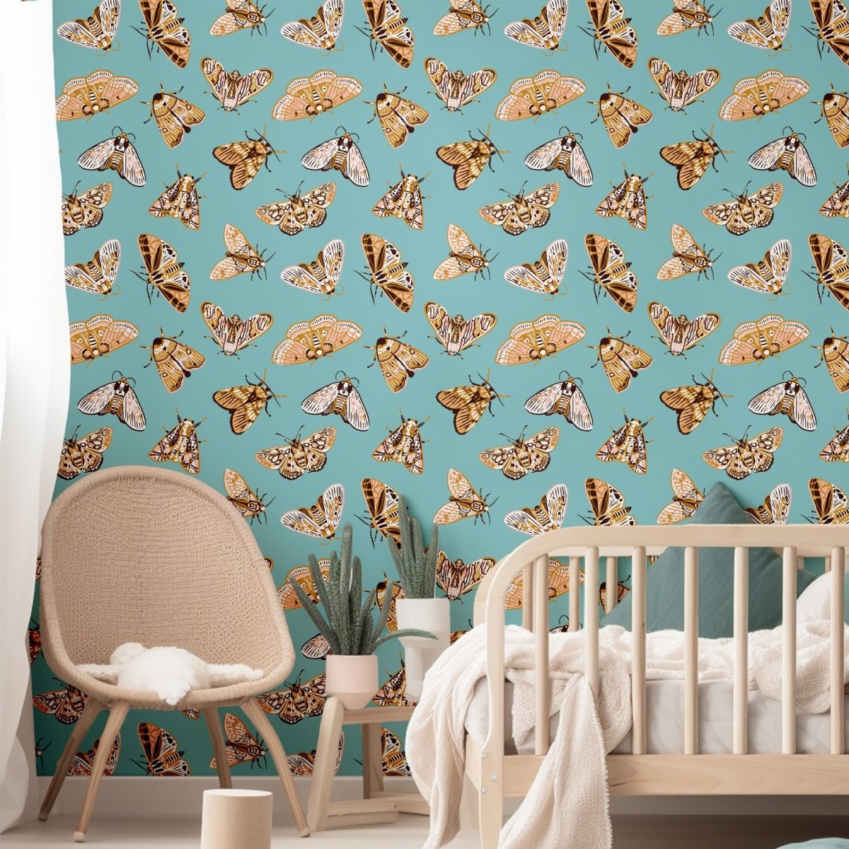 Golden Butterflies Peel & Stick Wallpaper - gender_girl, Theme_Boho, Theme_Butterfly