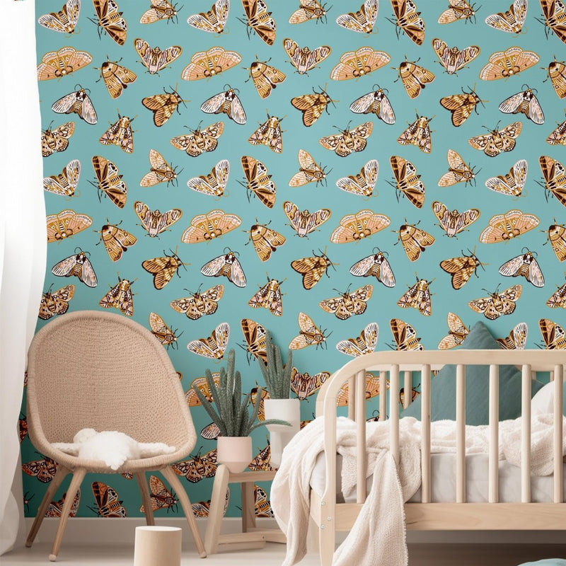 Golden Butterflies Peel & Stick Wallpaper - gender_girl, Theme_Boho, Theme_Butterfly