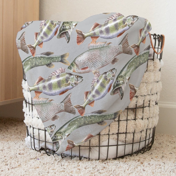 Gone Fishing Minky Blanket - gender_boy, Gone Fishing, Personalized_No