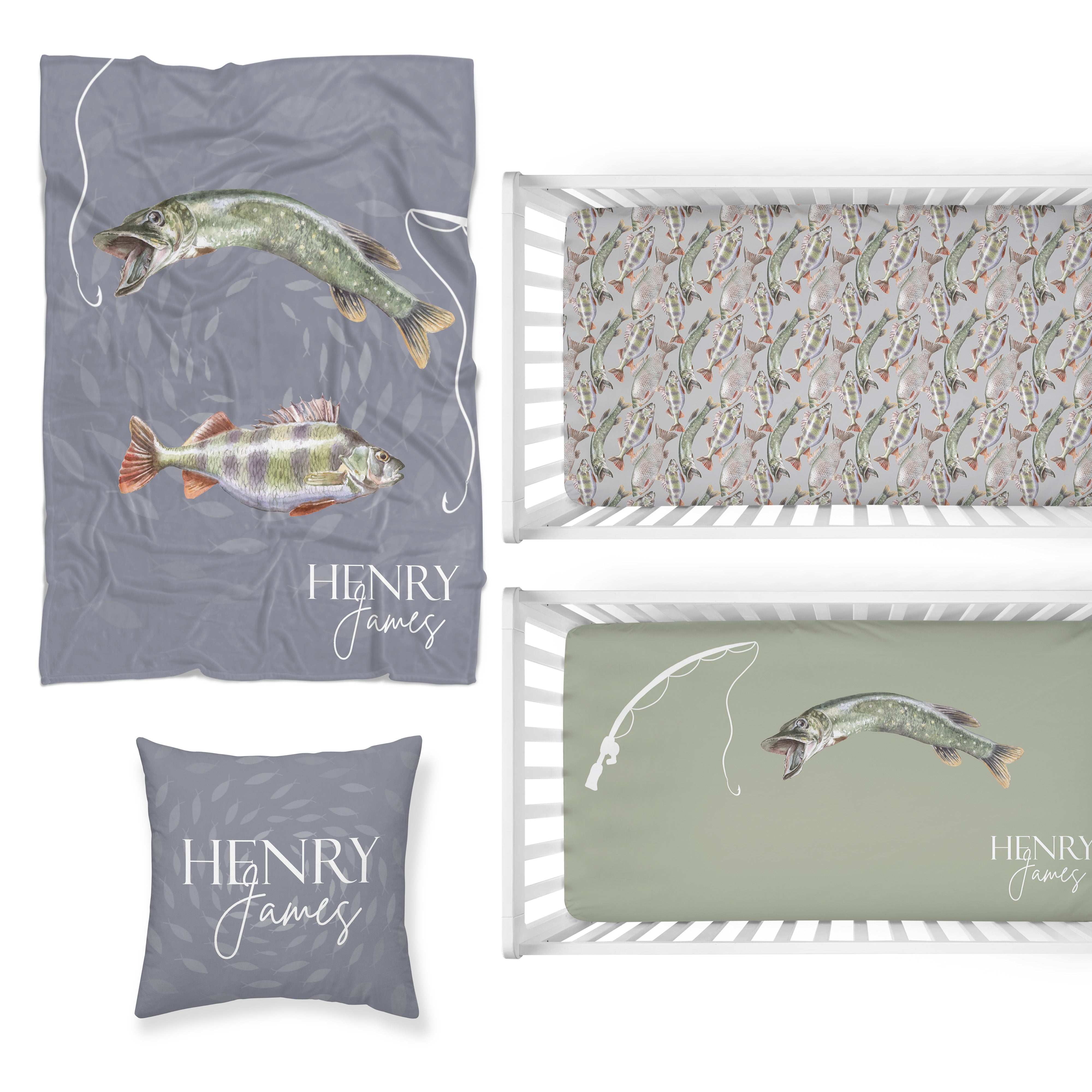Gone Fishing Nursery Starter Crib Bedding Set