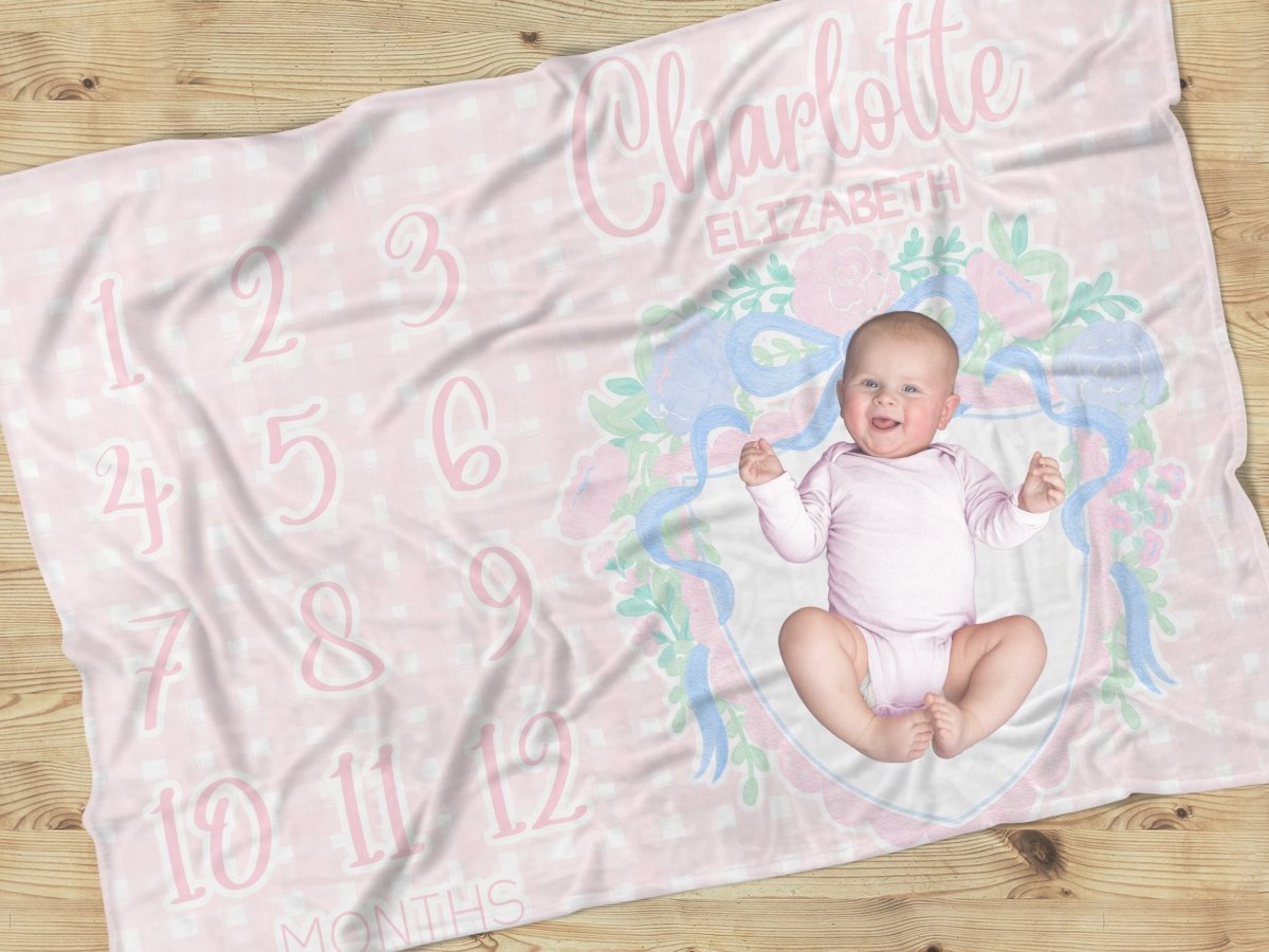 Granny Chic Milestone Blanket - gender_girl, Granny Chic, text