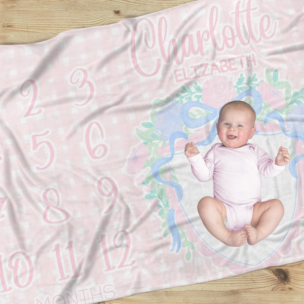 Granny Chic Milestone Blanket - gender_girl, Granny Chic, text