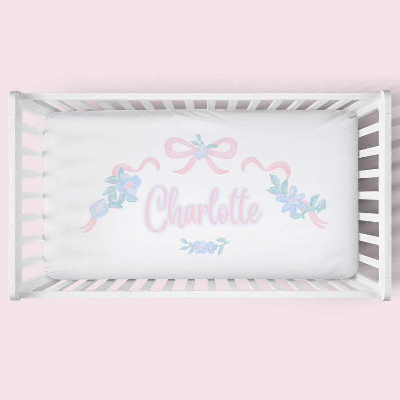 Granny Chic Personalized Crib Sheet - gender_girl, Granny Chic, Personalized_Yes