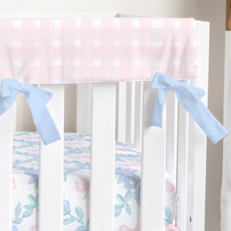 Granny Chic Pink Plaid Crib Rail Guards - gender_girl, Granny Chic, Theme_Floral