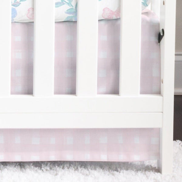 Granny Chic Pink Plaid Crib Skirt - gender_girl, Granny Chic, Theme_Floral