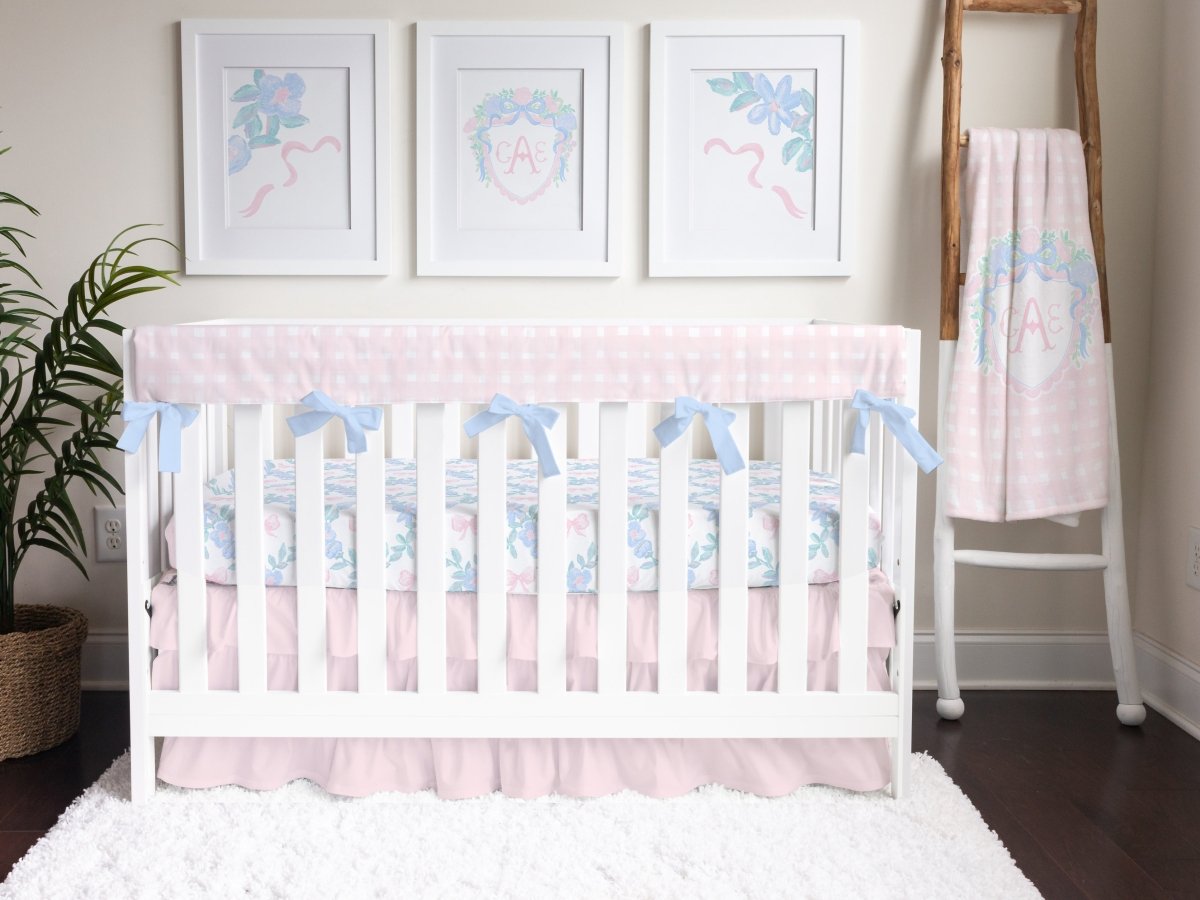 Granny Chic Pink Plaid Ruffled Crib Bedding - gender_girl, Granny Chic, text