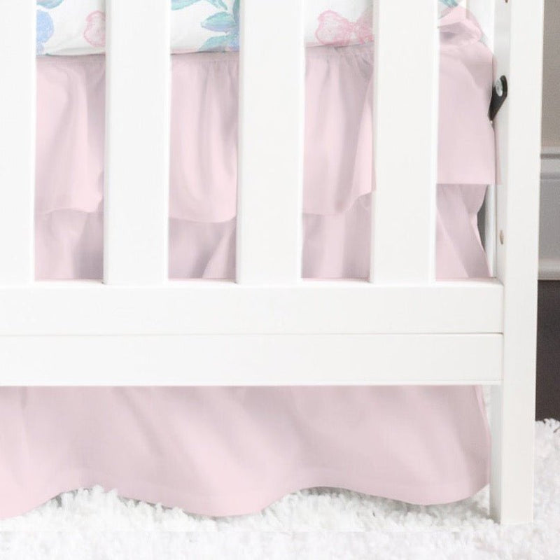 Granny Chic Solid Pink Ruffled Crib Skirt - gender_girl, Granny Chic, Theme_Floral