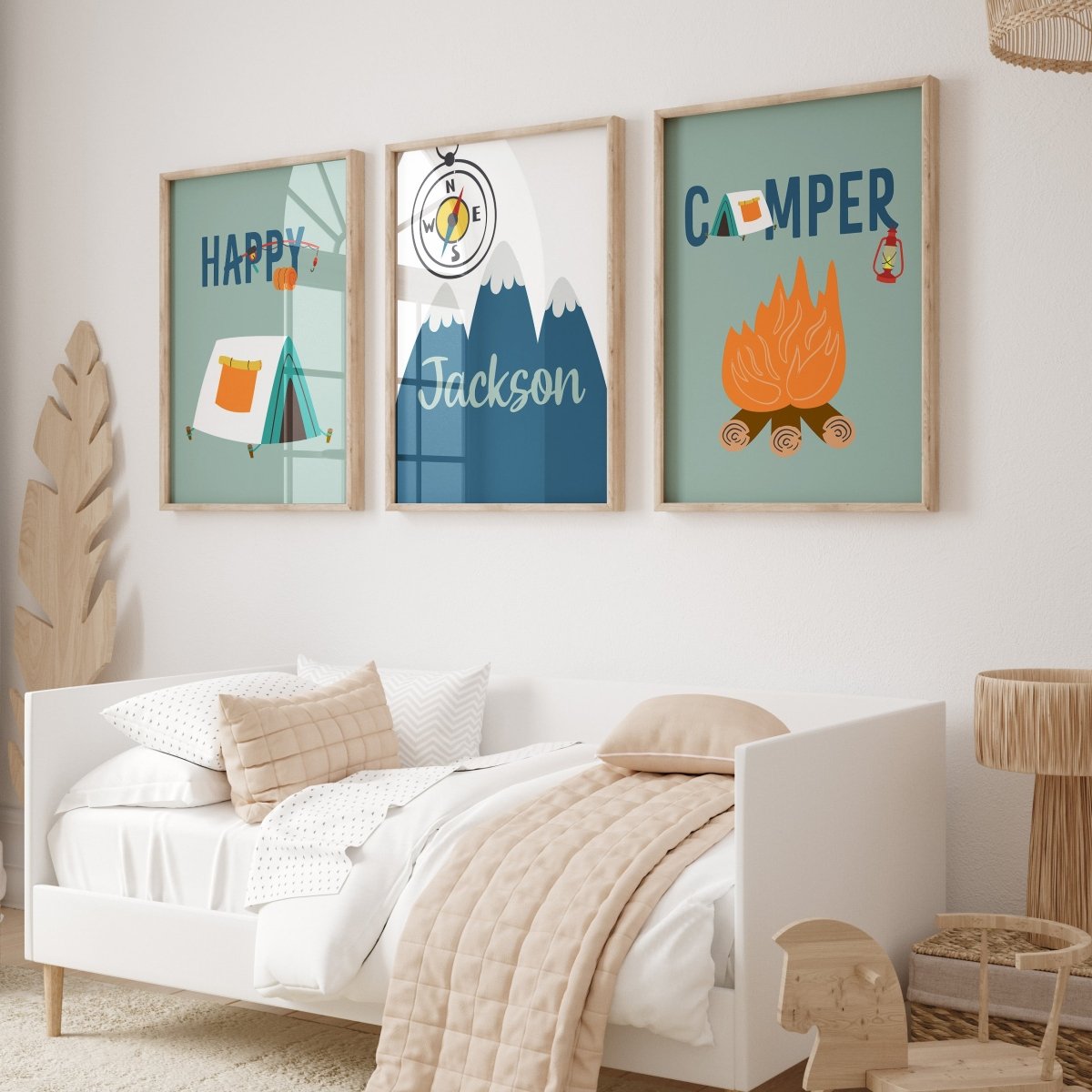 Happy Camper Personalized Nursery Art - gender_boy, Happy Camper, text