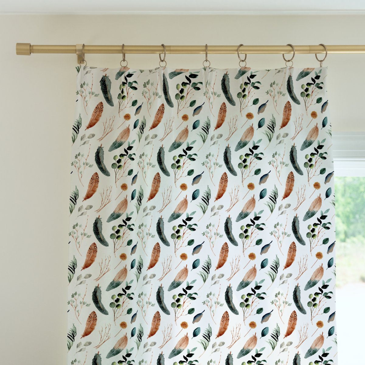 Highland Cow Feathers Curtain Panel - gender_boy, Highland Cow Feathers, Theme_Boho