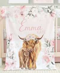 Highland Cow Floral Nursery Starter Set - gender_girl, Highland Cow Floral, text