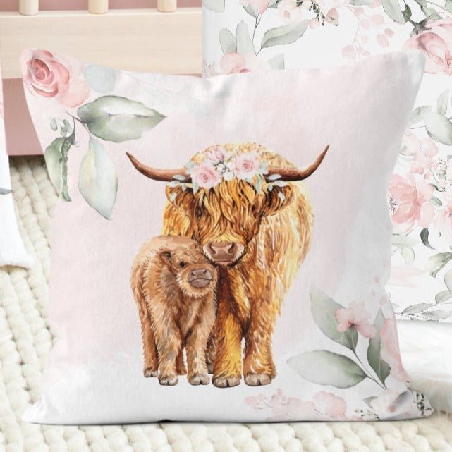 Highland Cow Floral Nursery Starter Set - gender_girl, Highland Cow Floral, text
