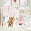 Highland Cow Floral Personalized Minky Blanket - gender_girl, Highland Cow Floral, Personalized_Yes