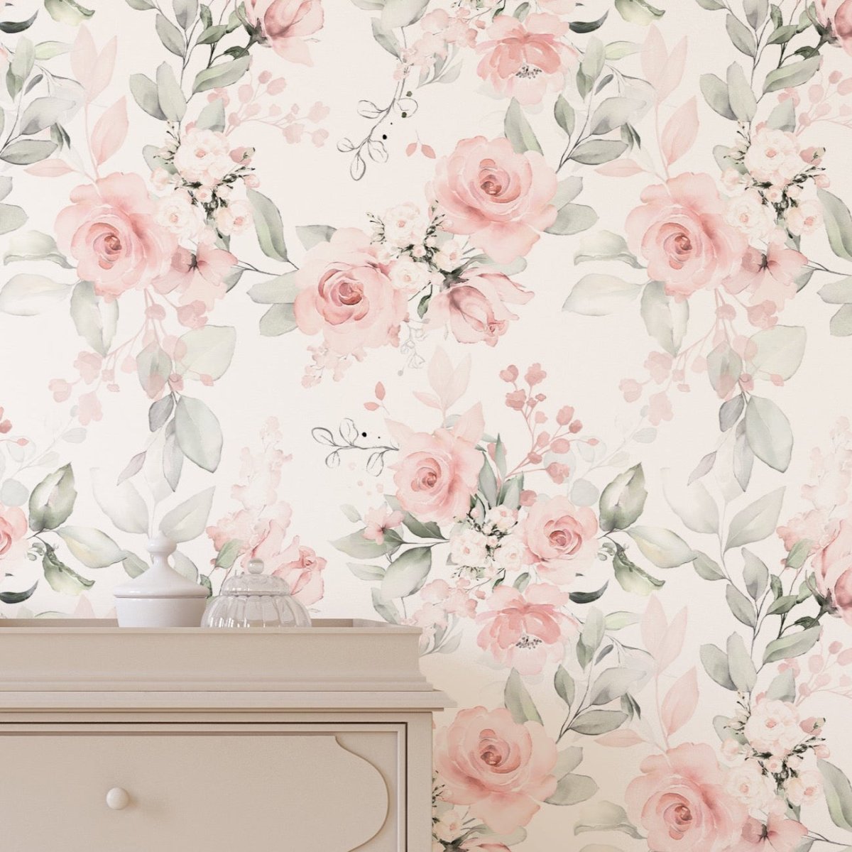 Highland Cow Floral Peel & Stick Wallpaper - gender_girl, Highland Cow Floral, Theme_Boho