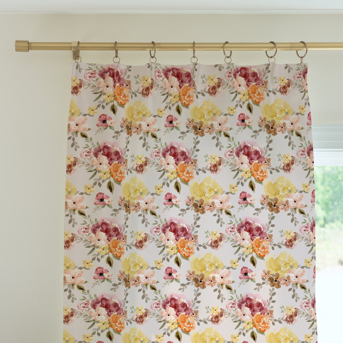 Highland Cow Wildflower Curtain Panel - gender_girl, Highland Cow Wildflower, Theme_Boho