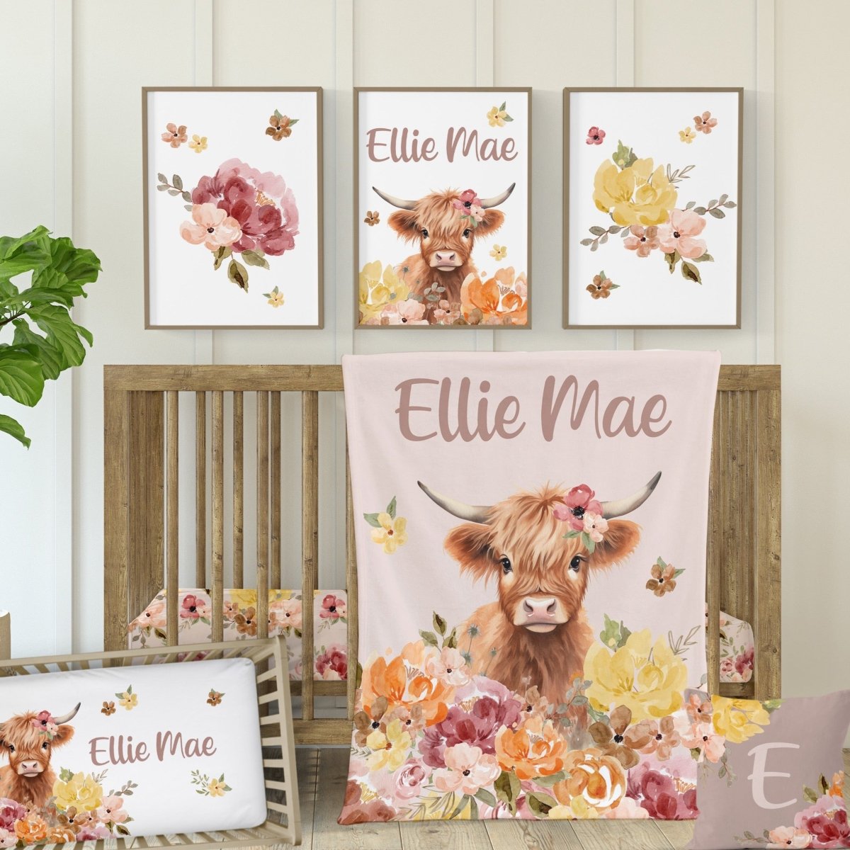 Highland Cow Wildflower Nursery Starter Set - gender_girl, Highland Cow Wildflower, text
