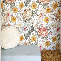 Vintage Earthy Floral Peel & Stick Wallpaper - gender_girl, Theme_Floral, Vintage Earthy Floral