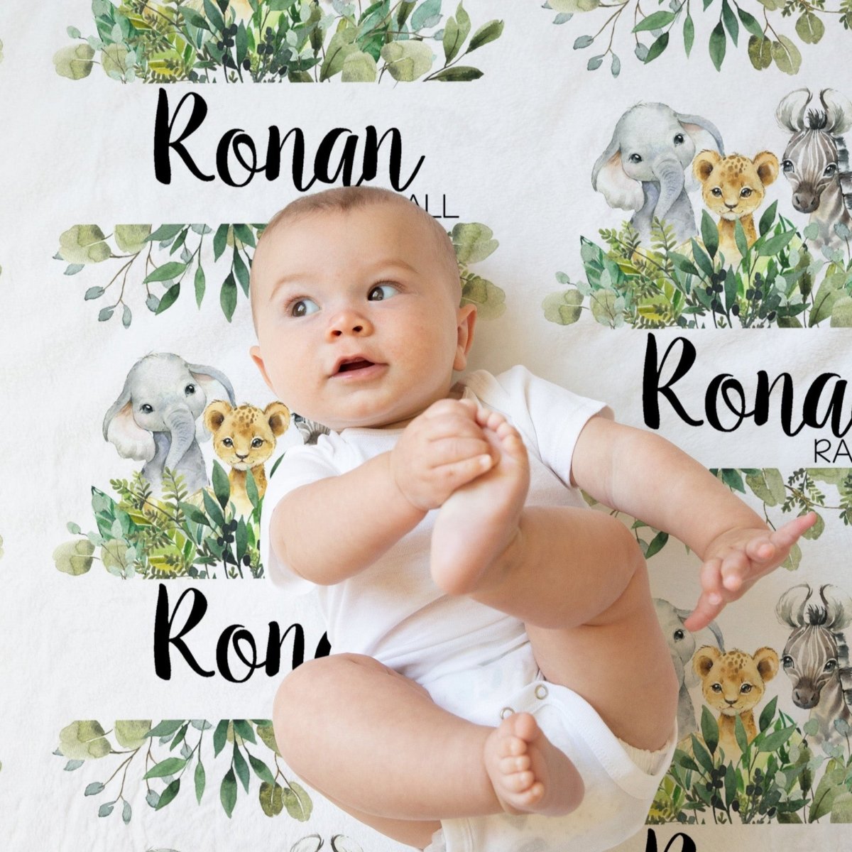 Leafy Jungle Personalized Baby Blanket - gender_boy, Leafy Jungle, Personalized_Yes