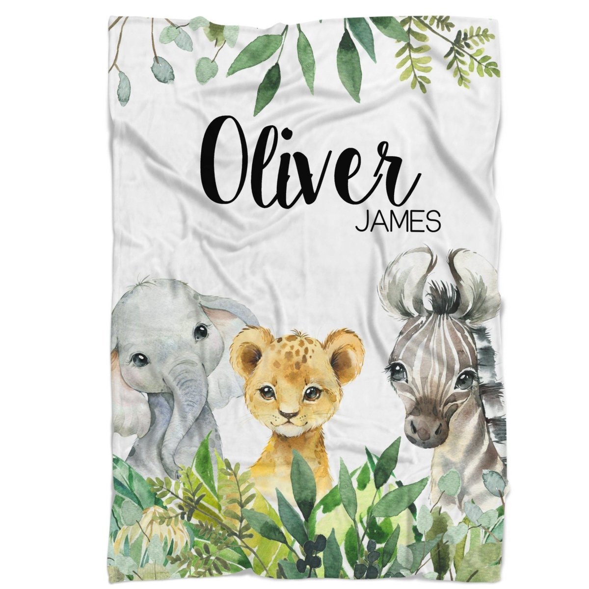 Leafy Jungle Personalized Minky Blanket - gender_boy, Leafy Jungle, Personalized_Yes