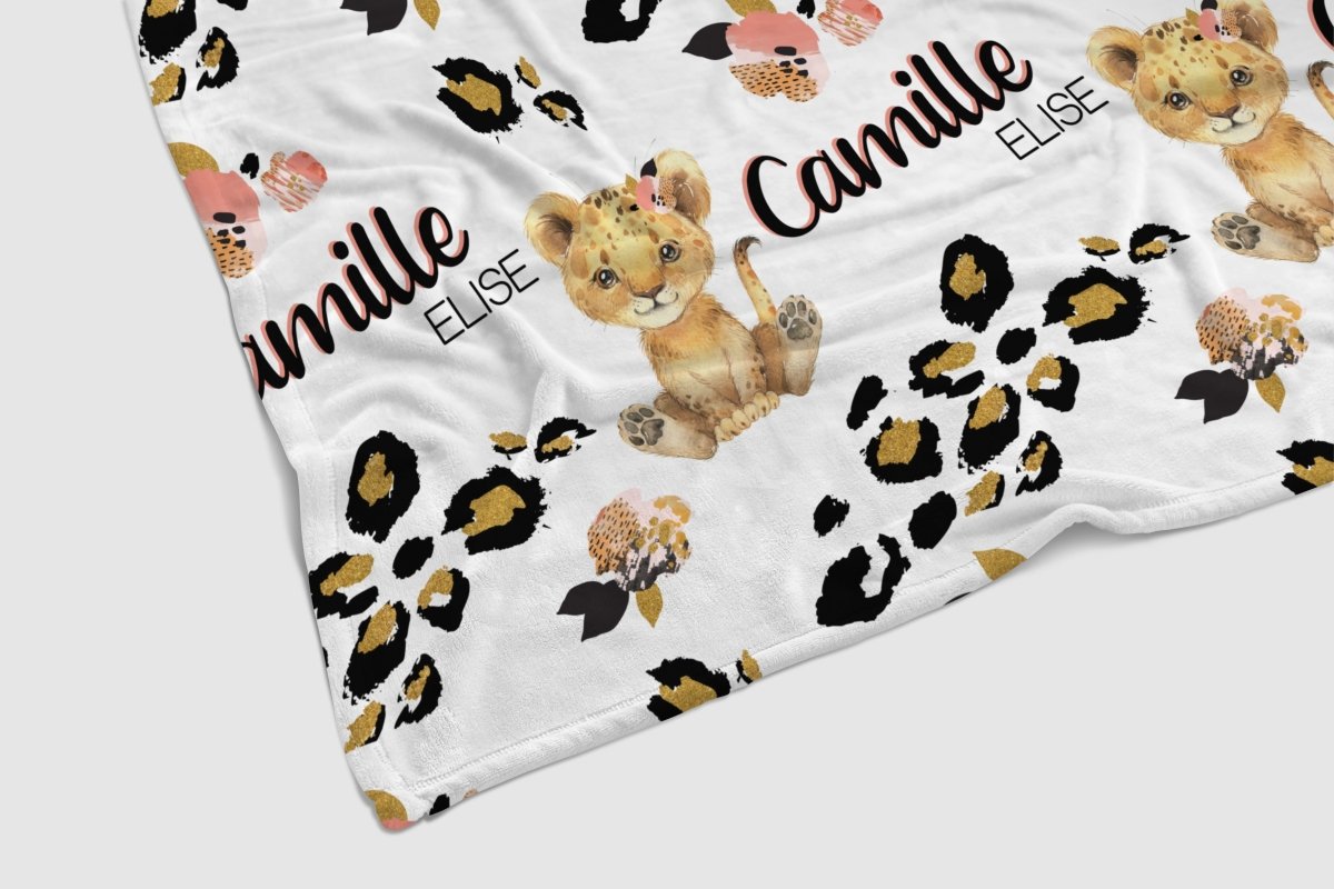 Leopard Love Personalized Baby Blanket - gender_girl, Leopard Love, Personalized_Yes