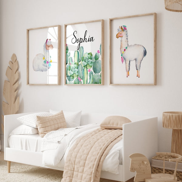 Llama Love Personalized Nursery Art - gender_girl, Llama Love, text