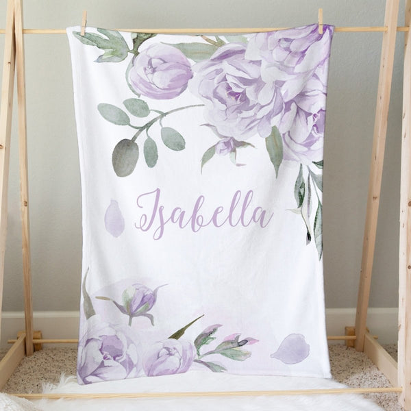 Lovely Lavender Personalized Minky Blanket - gender_girl, Lovely Lavender, Personalized_Yes
