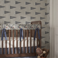 Peel & Stick Wallpaper | Boyhood Pennant Stripe Olive